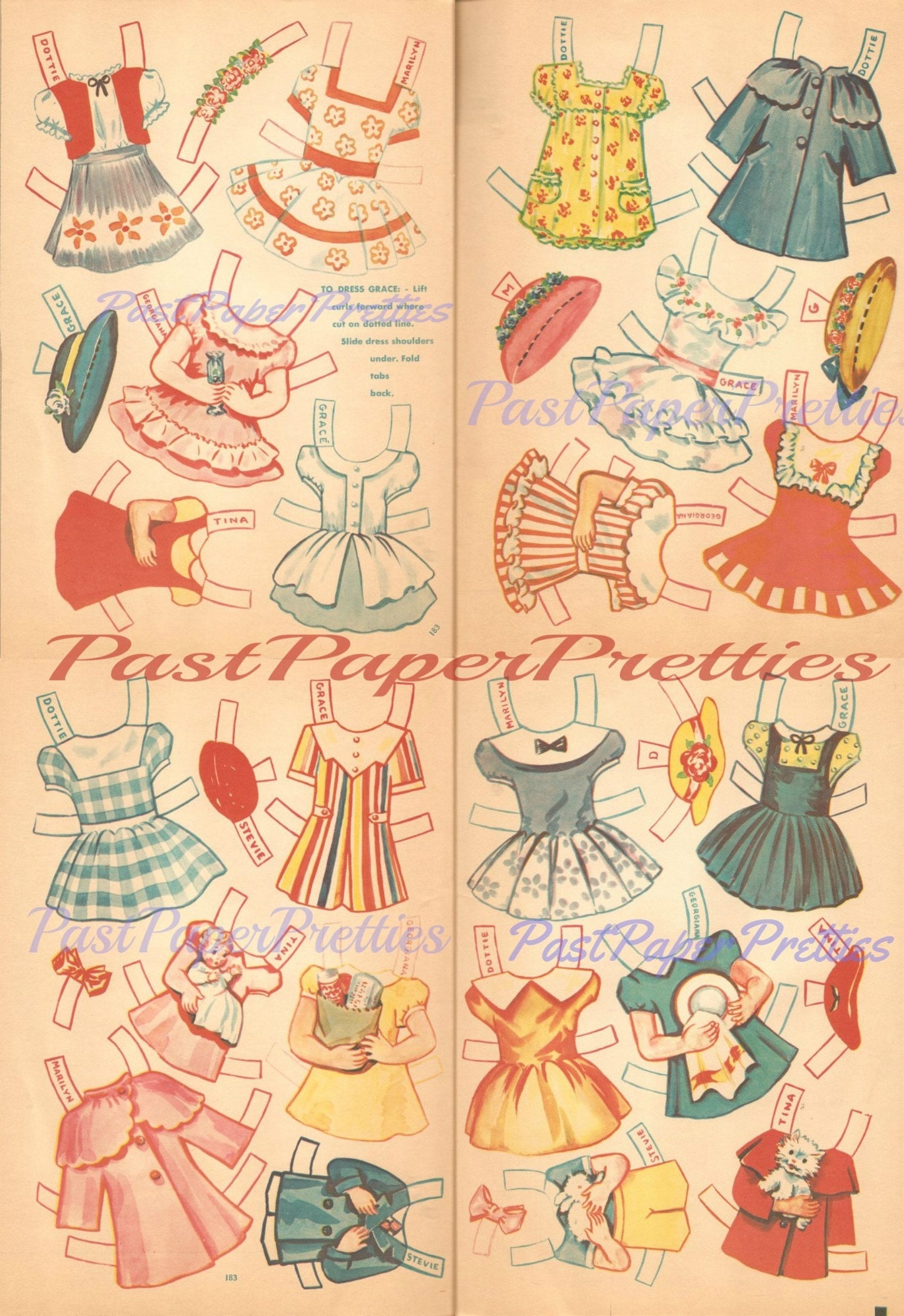 Vintage Paper Dolls 6 Good Little Dolls Cut-Outs 1941 Printable PDF Instant Digital Download Adorable Kitsch Cute Kawaii Children Clip Art