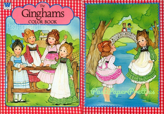 Vintage Printable The Ginghams Coloring Book c. 1976 PDF Instant Digital Download Cute Sunbonnet Prairie Girl Sisters Clip Art 60 Pages