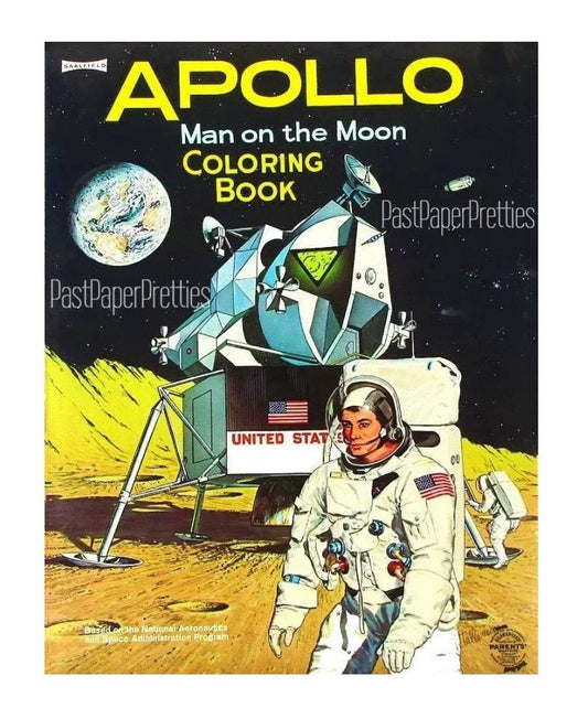 Vintage Printable Coloring Book Apollo 11 The Man on The Moon c. 1969 PDF Instant Digital Download Sci Fi Space Clipart 70 Pages