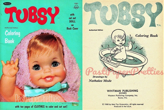 Vintage Printable Coloring Book Tubsy Baby Doll c. 1968 PDF Instant Digital Download Cute Childhood Toy Doll 120 Pages