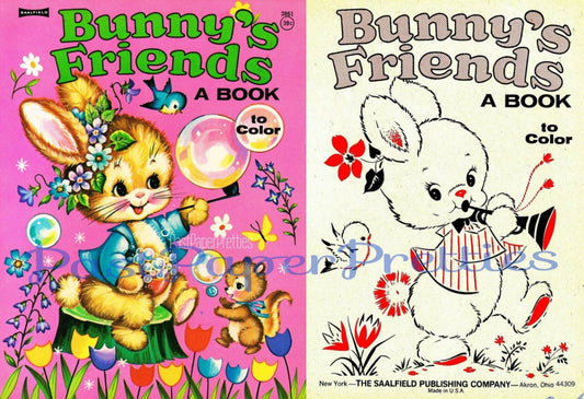 Vintage Printable Easter Coloring Book Pages Bunny's Friends 1950's PDF Instant Digital Download Cute Bunnies Children Animals 78 Pages