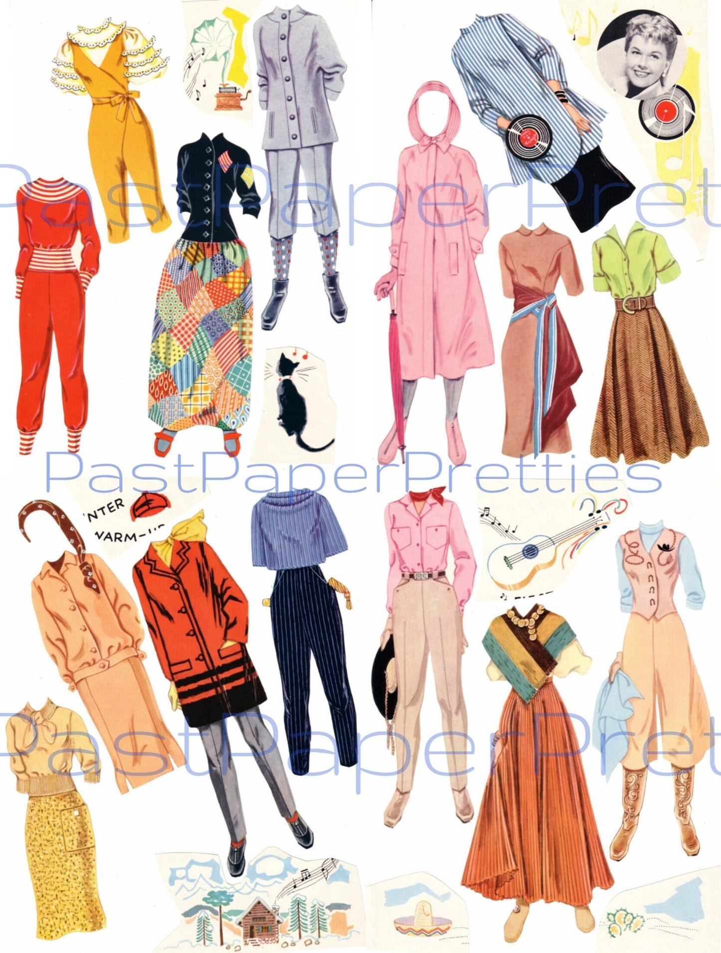 Vintage Movie Star Paper Dolls Doris Day And Her Wardrobe c. 1957 Printable PDF Instant Digital Download Hollywood Starlet Clip Art