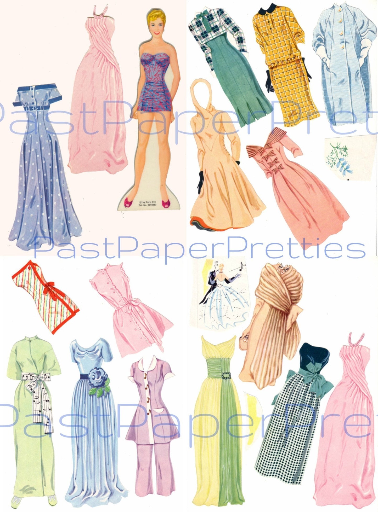 Vintage Movie Star Paper Dolls Doris Day And Her Wardrobe c. 1957 Printable PDF Instant Digital Download Hollywood Starlet Clip Art