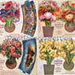 Vintage Printable Antique Flower Pots Bouquets Cut Out & Assemble Postcard Papercrafts PDF Instant Digital Download 12 Window Garden Oilette