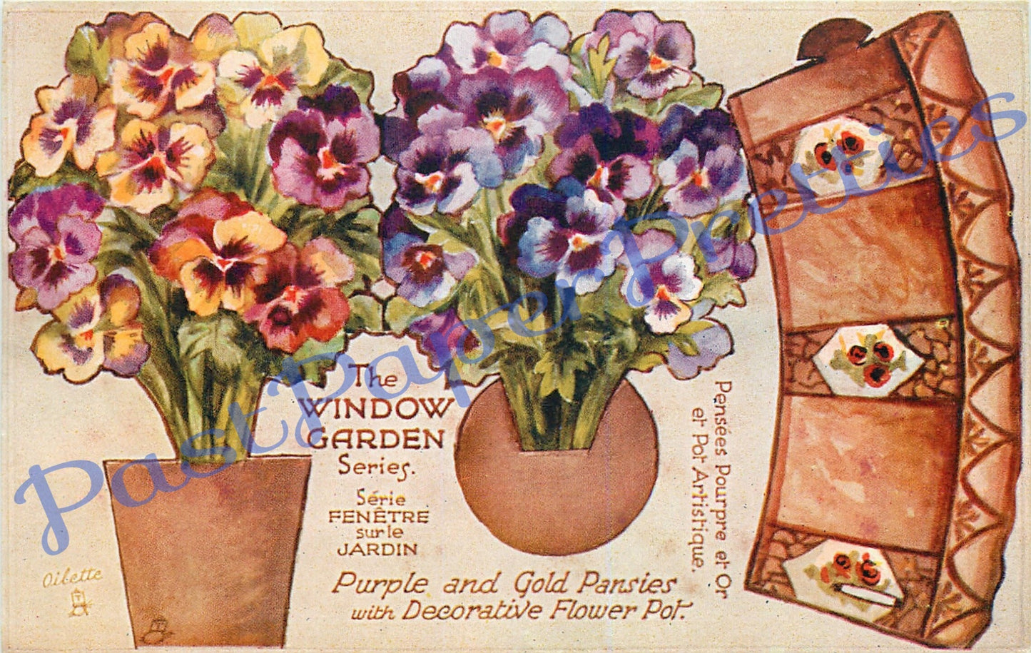 Vintage Printable Antique Flower Pots Bouquets Cut Out & Assemble Postcard Papercrafts PDF Instant Digital Download 12 Window Garden Oilette