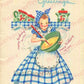 Vintage Printable Pretty Gingham Girls Happy Housewife All Occasion Greeting Card Images PDF Instant Digital Download Birthday Get Well