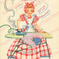 Vintage Printable Pretty Gingham Girls Happy Housewife All Occasion Greeting Card Images PDF Instant Digital Download Birthday Get Well