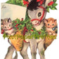 Vintage Printable Christmas Donkey Carrying Kittens Cute Card Image c. 1940s Instant Digital Download Kitsch Animal Clipart JPEG PNG