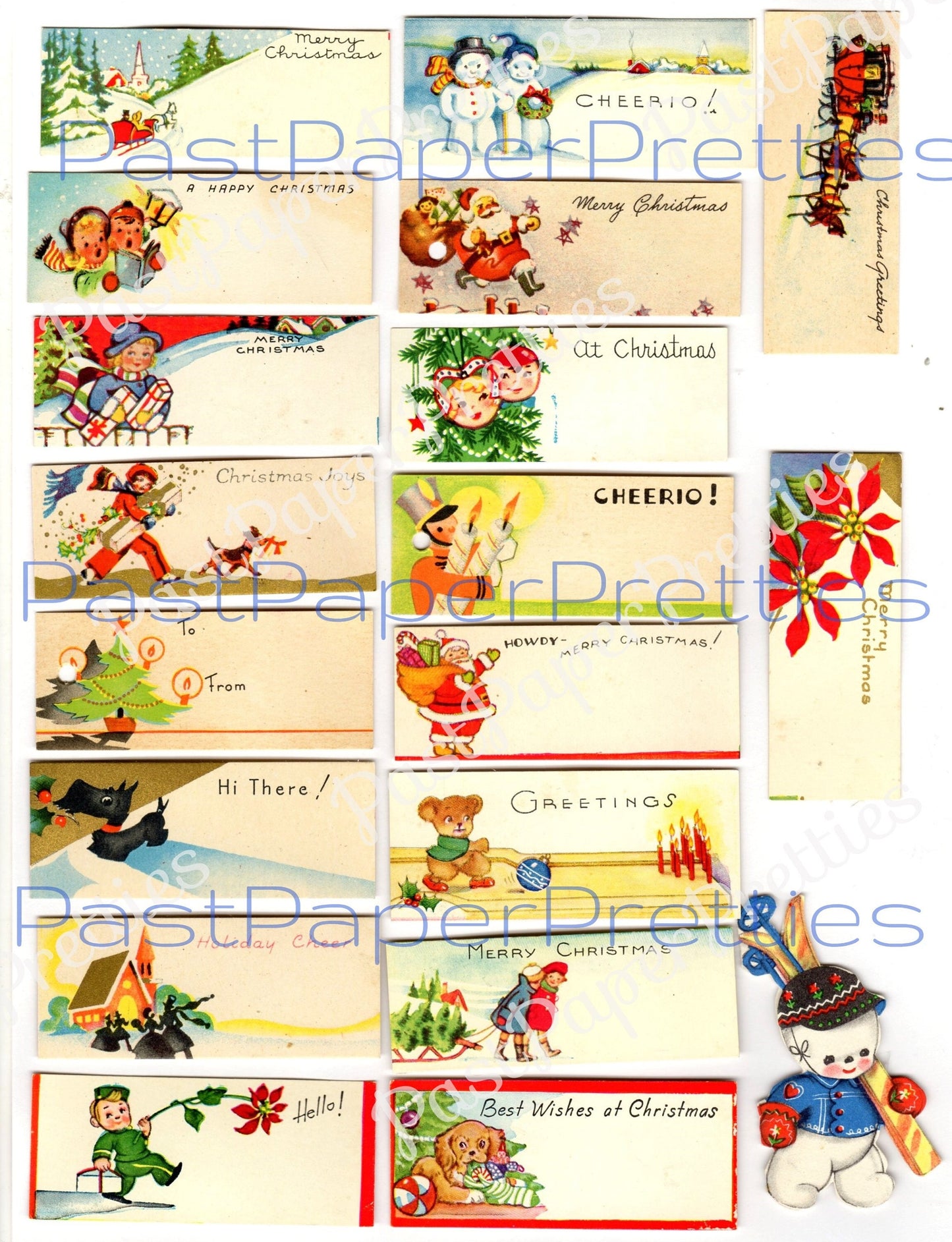 104 Vintage Printable Christmas Gift Tags Mid Century Kitsch Designs PDF Instant Digital Download Cute Retro Holiday Images 300 dpi