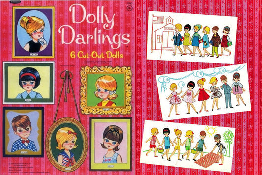 Vintage Paper Dolls Dolly Darlings c. 1966 Printable PDF Instant Digital Download 6 Cute Children School Friends Dolls Clip Art