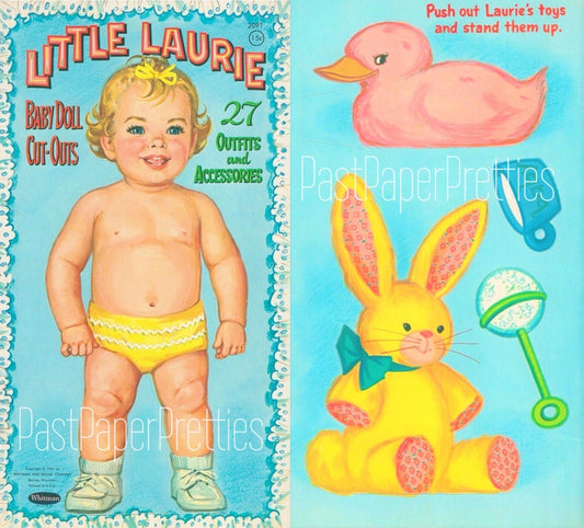 Vintage Paper Dolls Little Laurie Baby Doll c. 1961 Cute Little Toddler Girl Printable PDF Instant Digital Download Kitsch Baby Clip Art