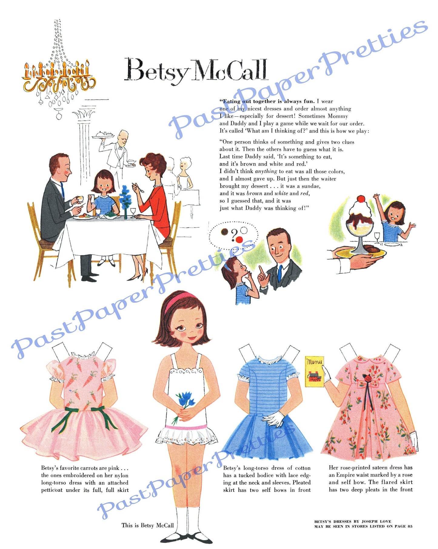 8 Sets Vintage Paper Dolls Betsy McCall Visits and Goes To Collage Sheets c. 1950s - 1960s PDF Printable Digital Instant Digital Download