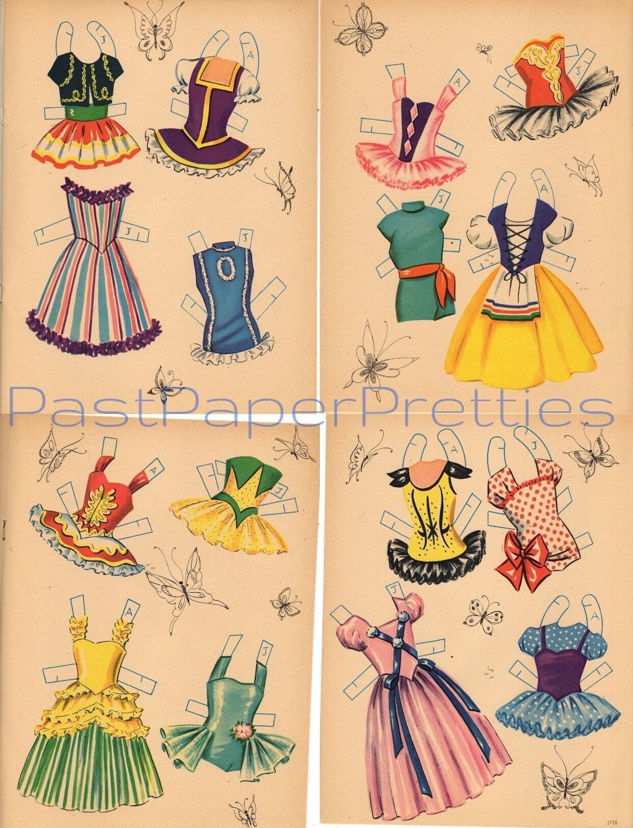 Vintage Paper Dolls The Butterfly Ballet Ballerinas c. 1957 PDF Printable Instant Digital Download 7 Cute Girl and Boy Ballet Dancers