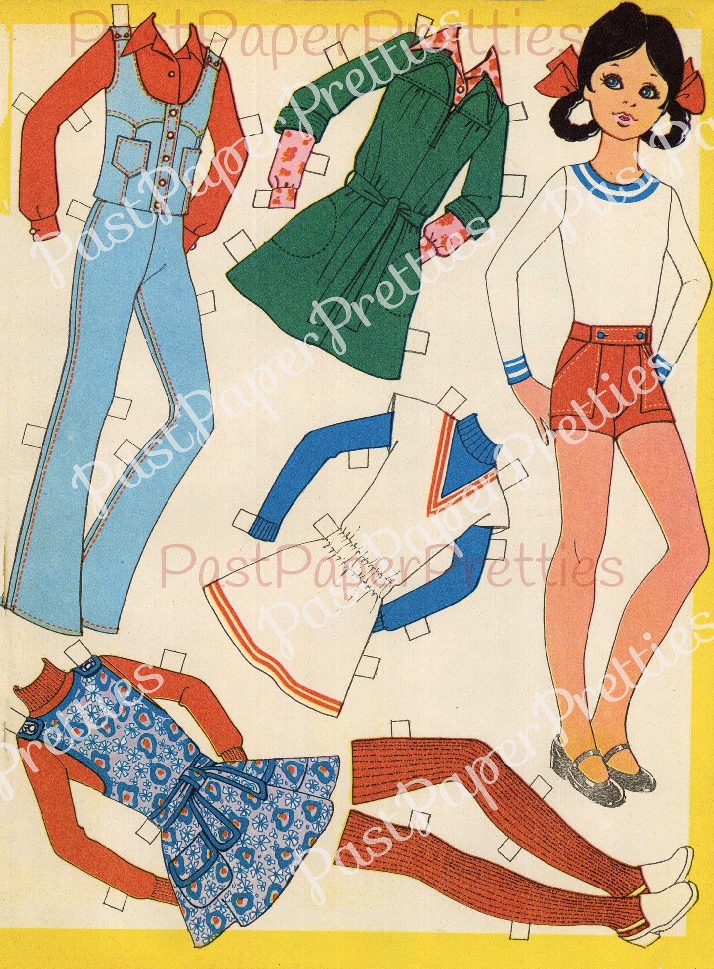 Vintage Printable Paper Dolls Retro Seventies Summer Girls Collage Sheets 1970s Fashions Cut Out Dolls PDF Instant Digital Download 17 Pages