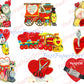 72 Vintage Kitsch Anthropomorphic Valentine Cards Images Fruit Veggies Items Objects Collage Sheets Printable PDF Instant Digital Download