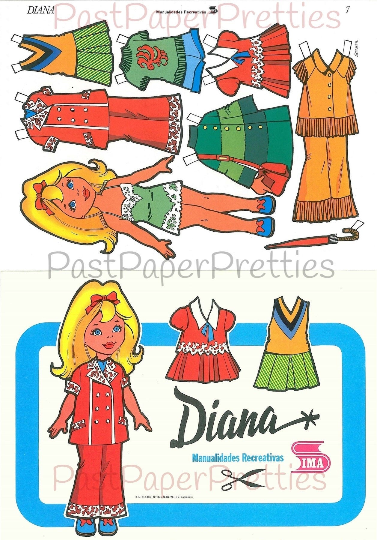 Vintage Paper Dolls Cute Diana & Friends Adorable Girls and Clothing Collage Sheets 10 Sets c. 1980s Printable PDF Instant Digital Download