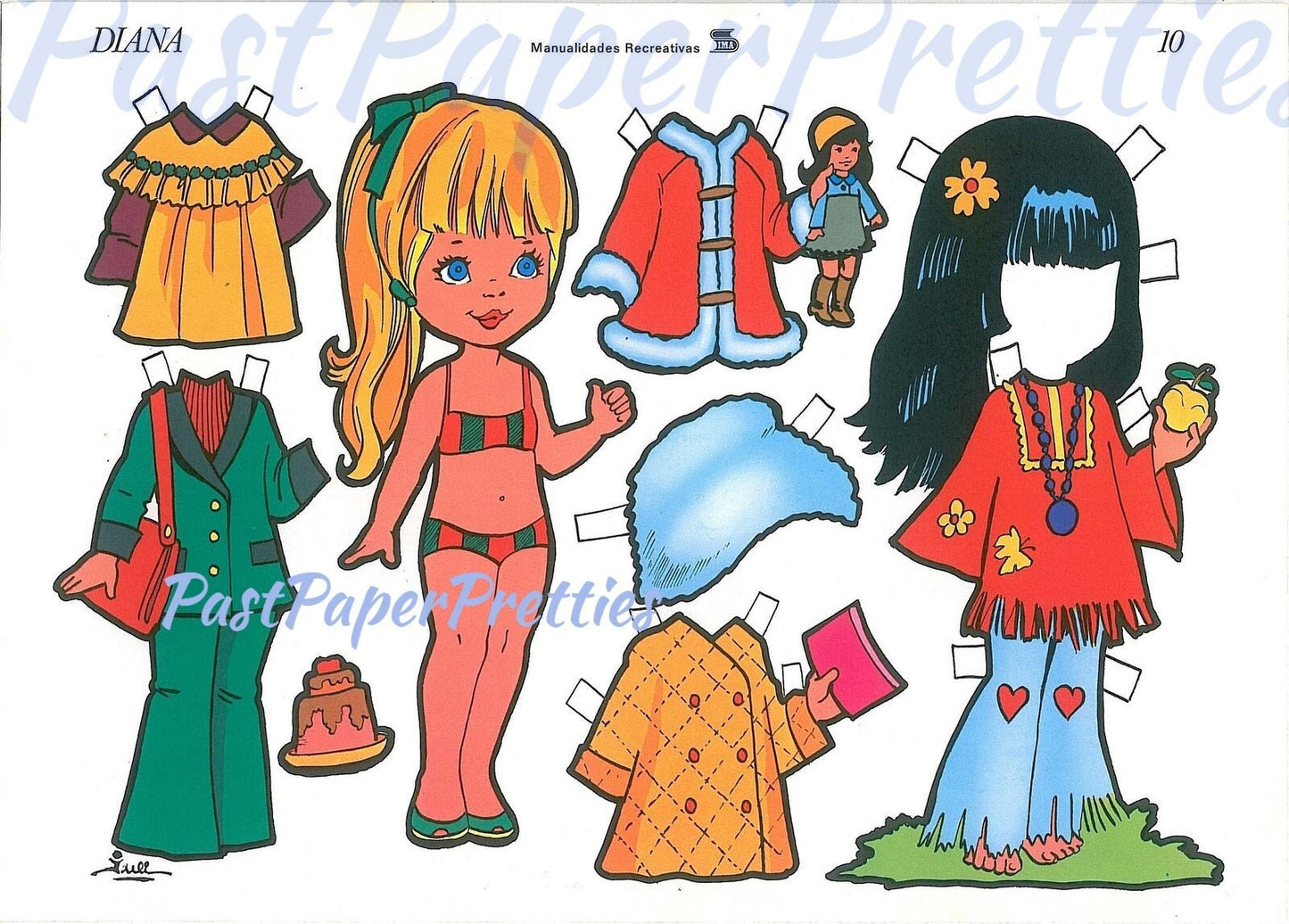 Vintage Paper Dolls Cute Diana & Friends Adorable Girls and Clothing Collage Sheets 10 Sets c. 1980s Printable PDF Instant Digital Download