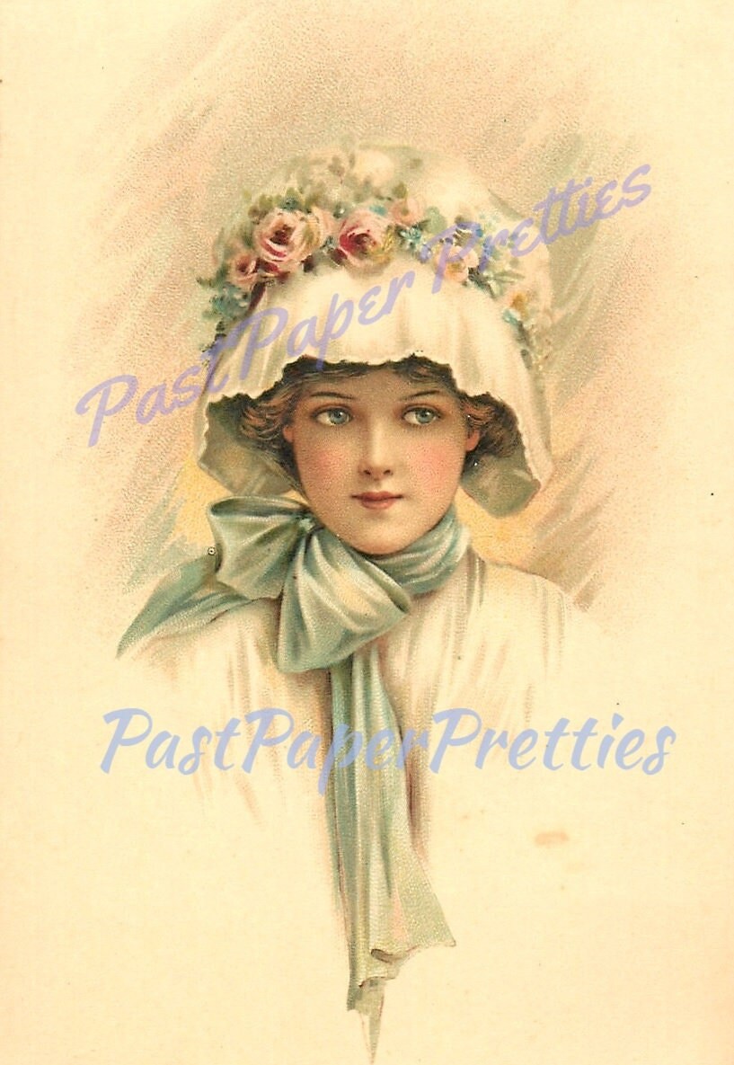 Vintage Victorian Beauties Romantic Portraits Postcard Images c. 1910 Printable Instant Digital Download Set of 3 Pretty Ladies 300 dpi