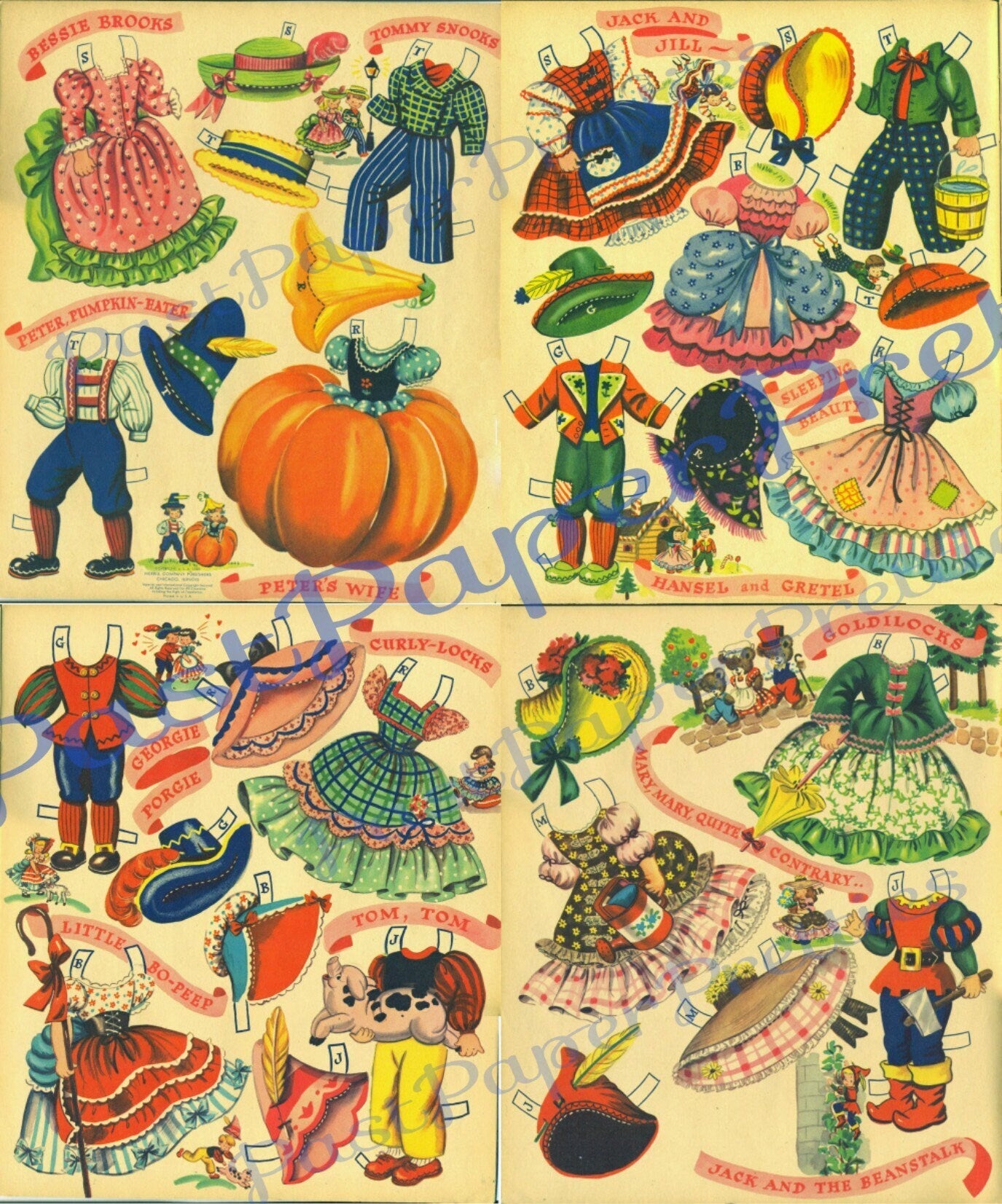 Vintage Paper Dolls Cute Dolls From Storyland c. 1948 Cute Girls Boys Printable PDF Instant Digital Download Kitsch Fairy Tales Clip Art