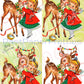 Vintage Printable Cute Christmas Girl and Reindeer Card Image Retro 1950s PDF Instant Digital Download Kitsch Holiday Clipart JPEG PNG