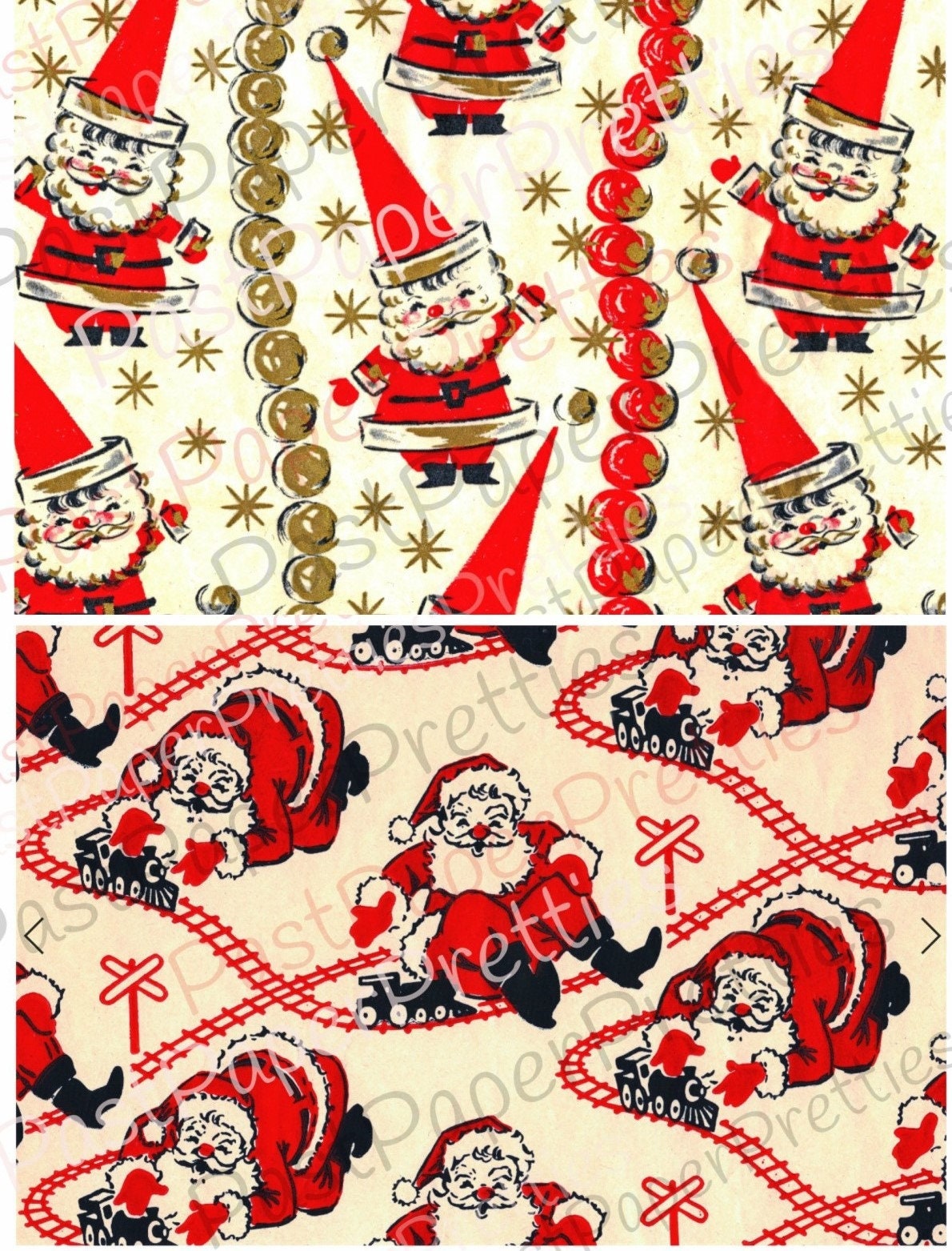 Vintage Printable Christmas Gift Wrap Old Fashioned Santa Claus 2 Retro Atomic Designs Instant Digital Download Holiday Wrapping Paper Image