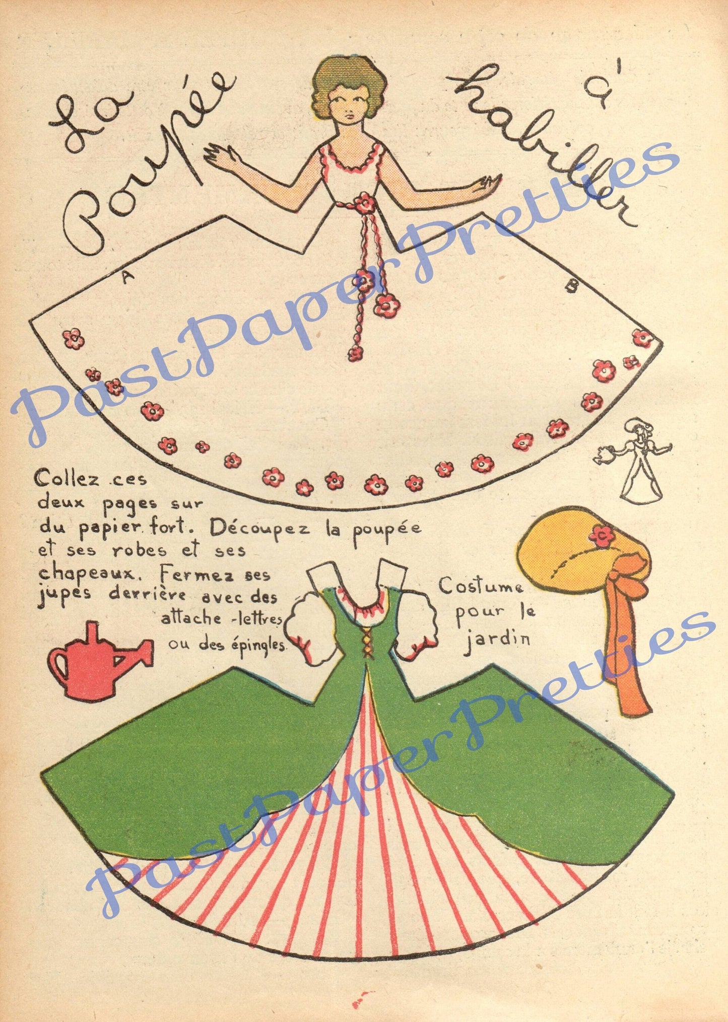 Vintage Printable French Paper Dolls Cute Stand Up 3-D Maidens PDF Instant Digital Download Gardener Bridesmaid Christmas Cone Dresses