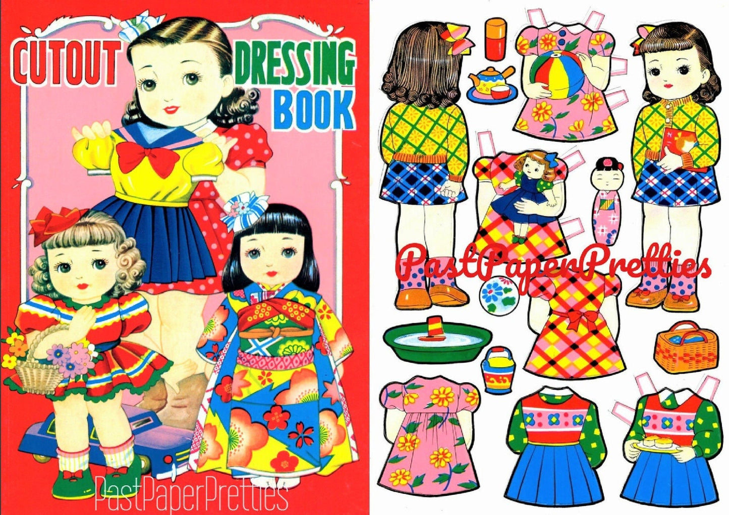 Vintage Printable Japanese Cut Out Dressing Book Paper Dolls Collage Sheets Cute Kawaii Paper Toys PDF Instant Digital Download 8 Sheets