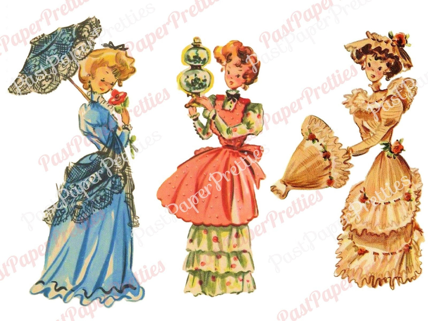 Vintage Pretty Victorian Ladies Printable Collage Sheet Images PDF Instant Digital Download Charming Edwardian Women 9 Designs