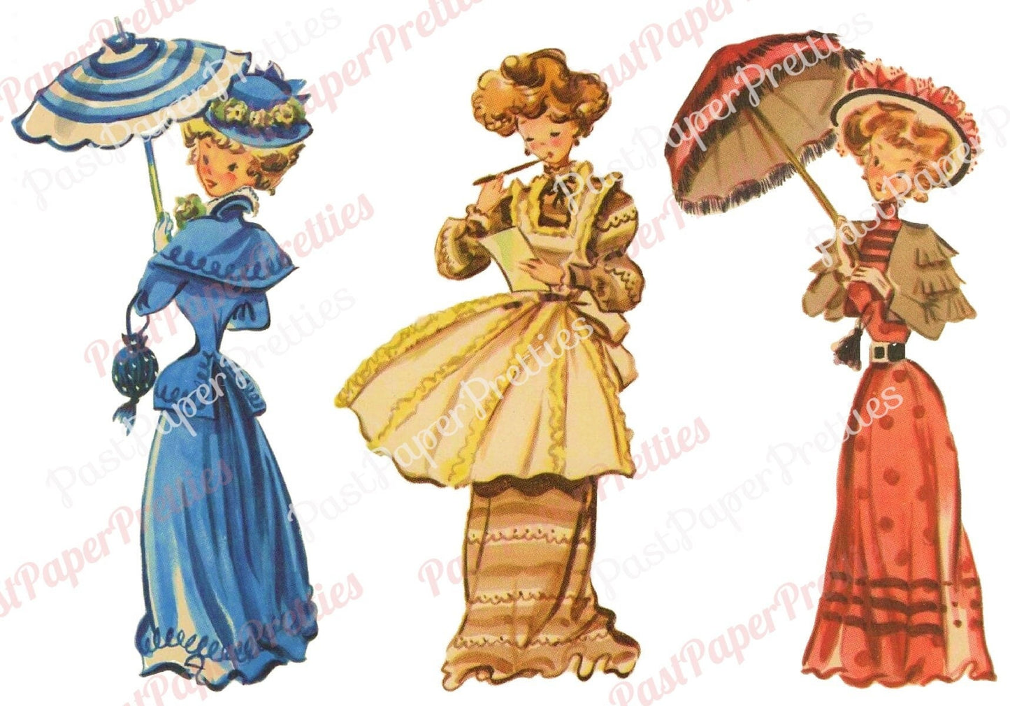 Vintage Pretty Victorian Ladies Printable Collage Sheet Images PDF Instant Digital Download Charming Edwardian Women 9 Designs