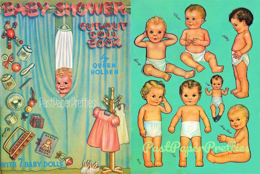 Vintage Paper Dolls Baby Shower c. 1942 Cute Adorable Babies Toddlers Printable PDF Instant Digital Download 8 Kitschy Baby Dolls Clip Art