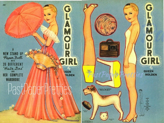 Vintage Paper Dolls Glamour Girl c. 1941 Printable PDF Instant Digital Download Pretty Lady Forties Fashions Clip Art