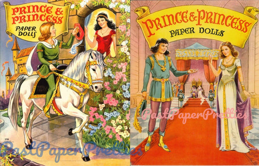 Vintage Paper Dolls Prince & Princess c. 1941 Printable PDF Instant Digital Download Royalty Royal Medieval King Queen Clip Art