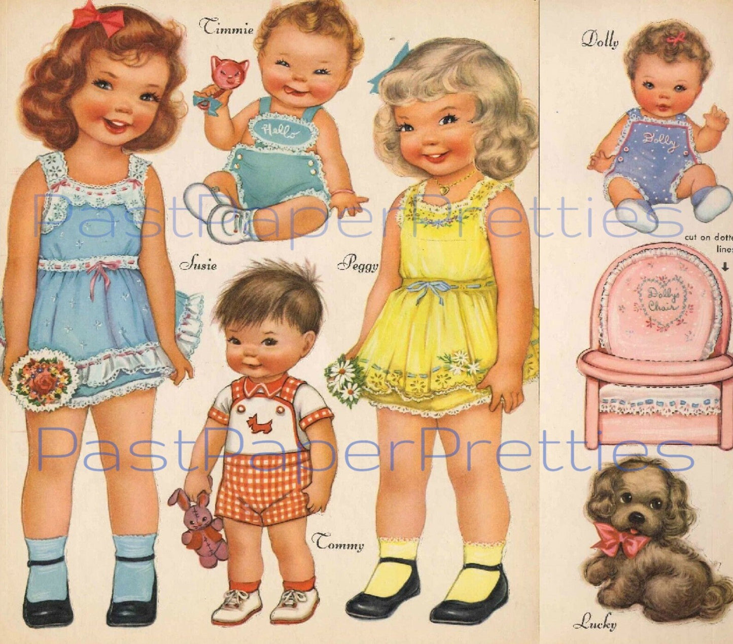 Vintage Paper Dolls Seven Children Live in a Shoe 1958 Printable PDF Instant Digital Download Adorable Kitsch Cute Little Children Dolls