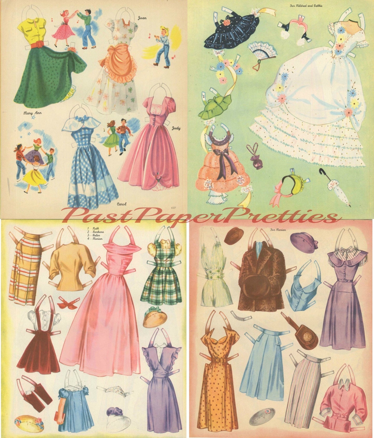 Vintage Paper Dolls Paper Doll Parade 1955 Printable PDF Instant Digital Download 12 Pretty Dolls Girls & Ladies Clip Art