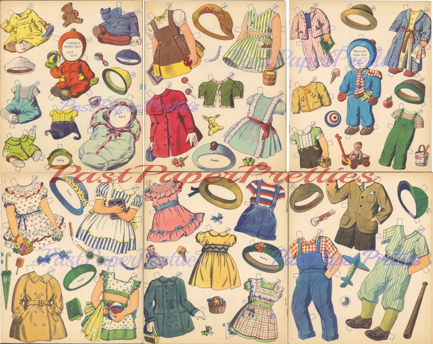 Vintage Paper Dolls Seven Children Live in a Shoe 1958 Printable PDF Instant Digital Download Adorable Kitsch Cute Little Children Dolls