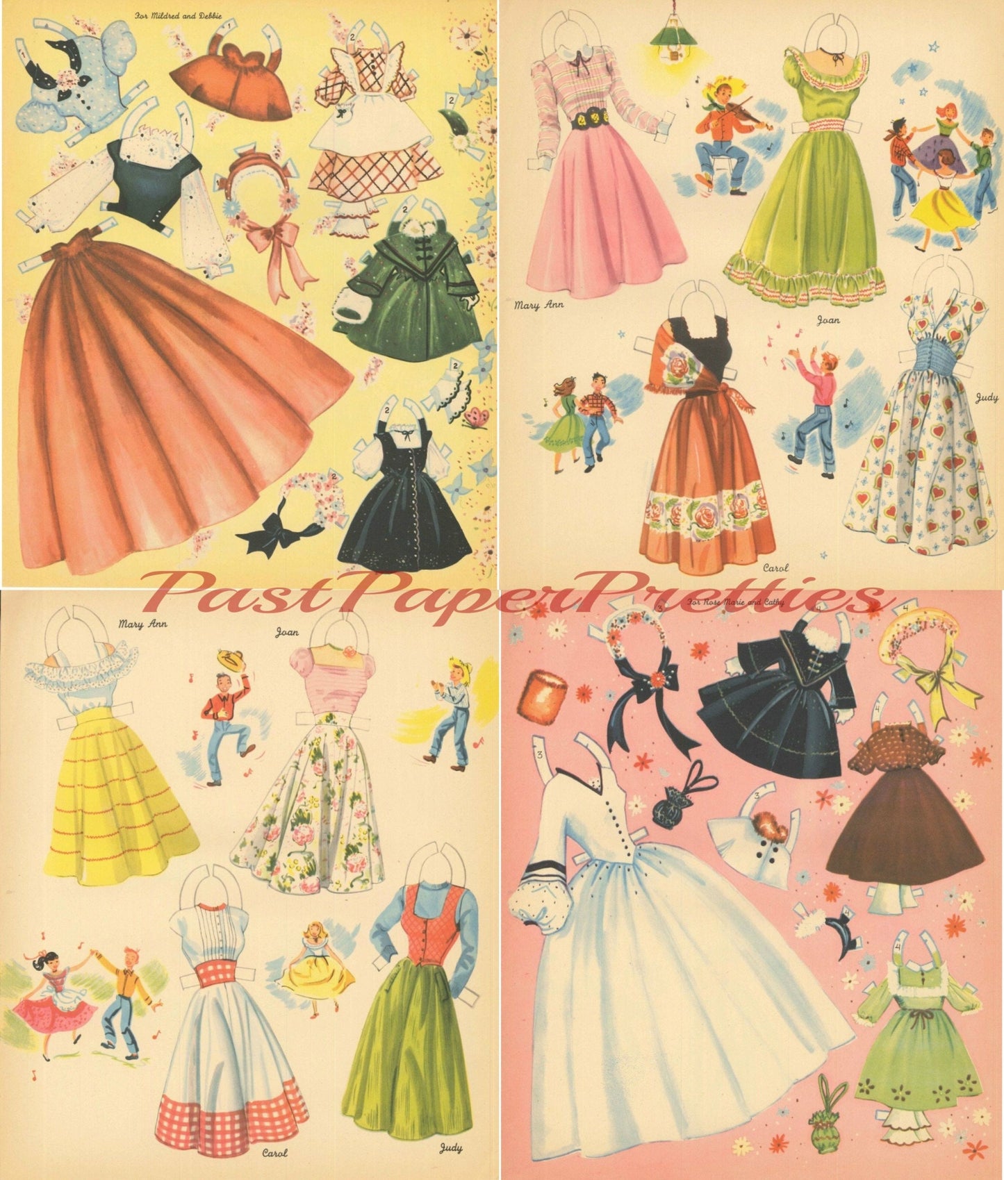 Vintage Paper Dolls Paper Doll Parade 1955 Printable PDF Instant Digital Download 12 Pretty Dolls Girls & Ladies Clip Art