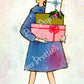 Vintage Printable Pretty Mid Century Mod Ladies Christmas Card Images PDF Instant Digital Download Retro '60s Holiday Housewives Set of FOUR