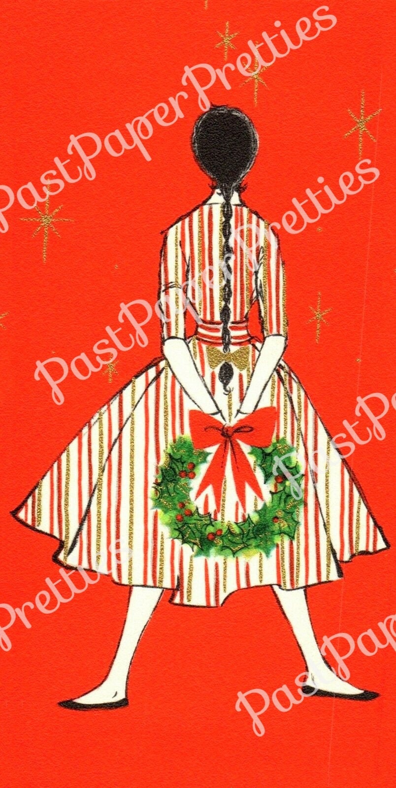 Vintage Printable Pretty Miss Peppermint Ladies Christmas Card Images PDF Instant Digital Download Retro Holiday Housewives SET FOUR