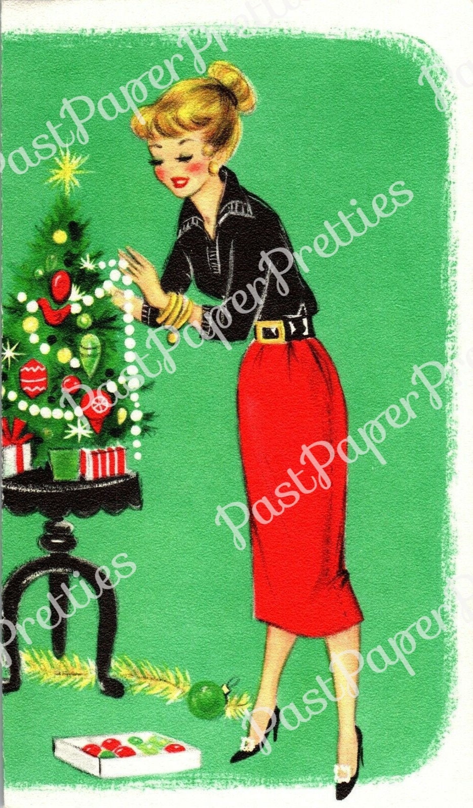 Vintage Printable Holiday Housewives Christmas Card Images Pretty Mid Century Ladies Retro Housewife PDF Instant Digital Download SET ONE