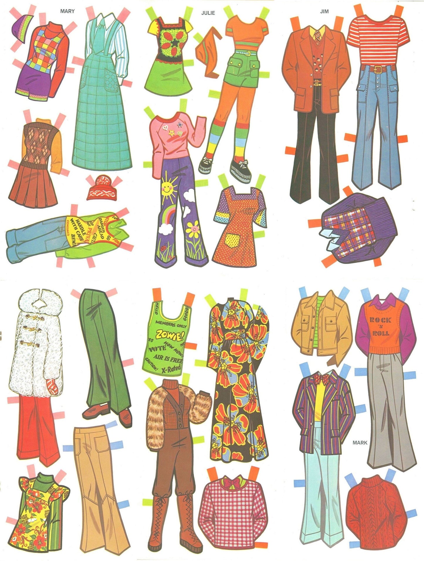 Vintage Paper Dolls Teen Doll Set c. 1973 Printable PDF Instant Digital Download Four Teenage Friends Fashion Dolls Clip Art