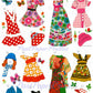 Vintage Paper Dolls Prints and Polka Dots Retro 1970s Mod Boho Hippie Groovy Fashions Printable PDF Instant Digital Download 3 Pretty Dolls