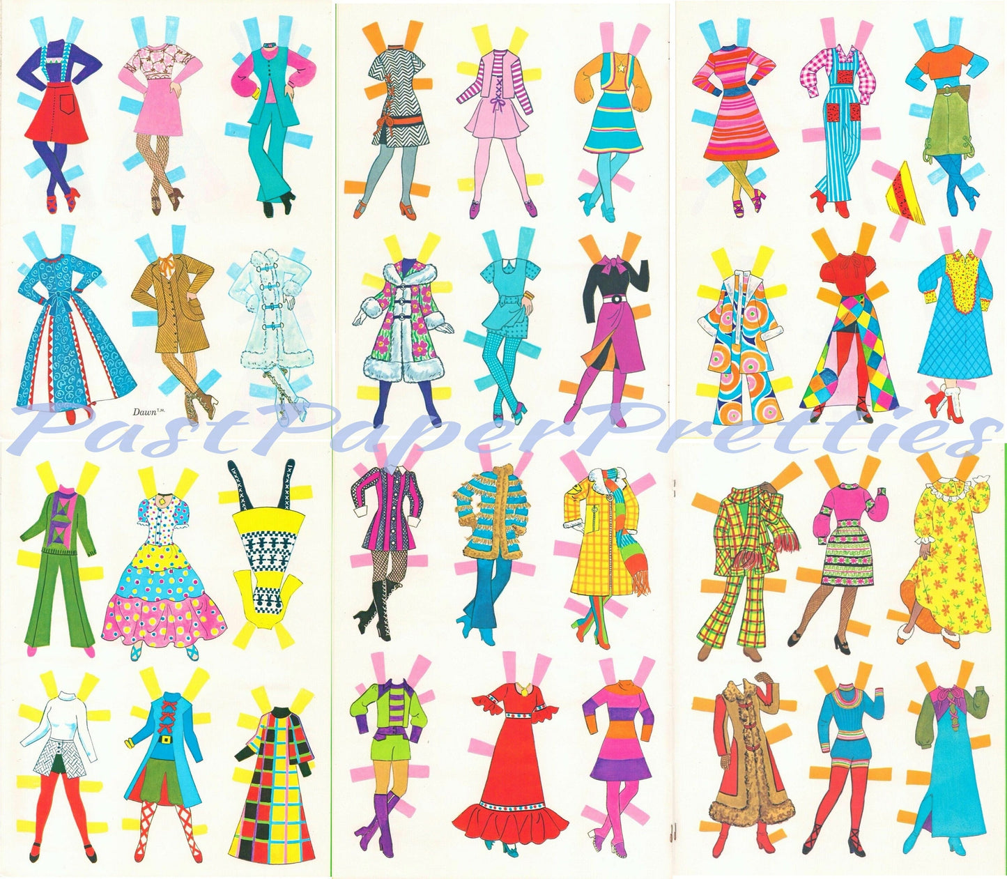 Vintage Paper Dolls Dawn and Her Friends Fashion Dolls Retro 1972 Printable PDF Instant Digital Download Childhood Toy Dolls Clipart Z1