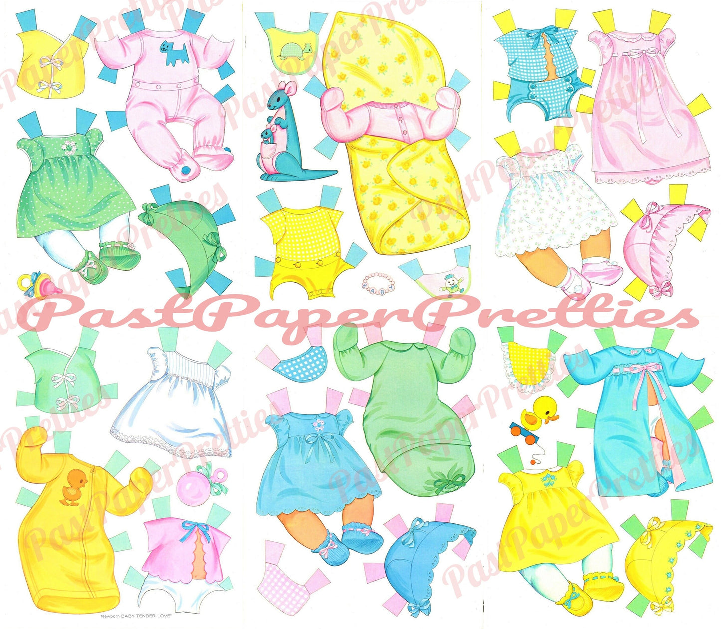 Vintage Paper Dolls Newborn Baby Tender Love Doll c. 1973 Printable PDF Instant Digital Download Cute Retro Childhood Toy Dolly Clip Art
