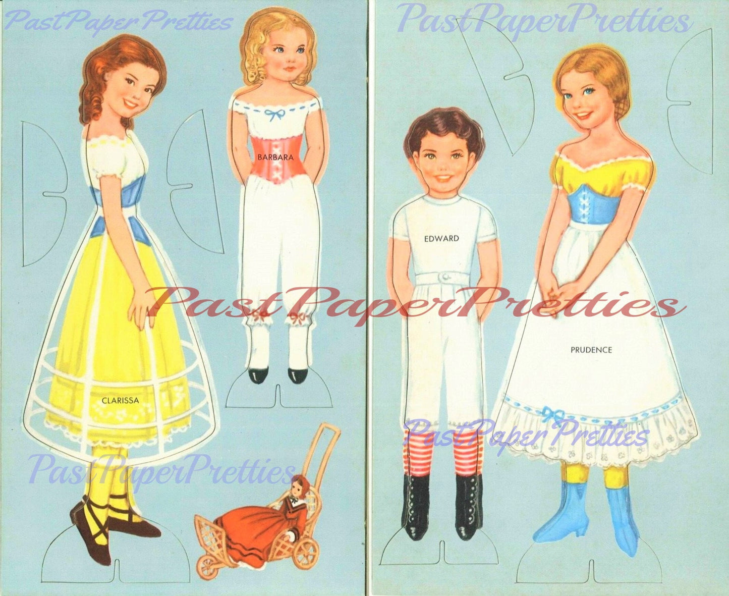 Vintage Paper Dolls Costume Dolls Belles of the Civil War Years c. 1960 PDF Printable Instant Digital Download 4 Cute Southern Dolls