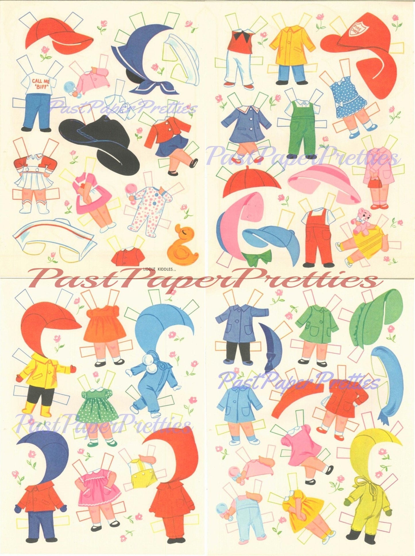 Vintage Paper Dolls Liddle Kiddles c. 1966 Printable PDF Instant Digital Download 9 Cute Childhood Toy Dolls Clip Art