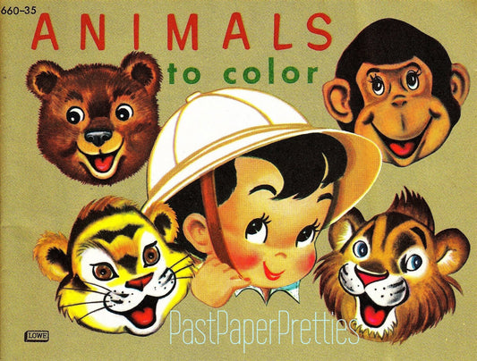 Vintage Printable Coloring Book Pages Animals to Color 1950s PDF Instant Digital Download Wild Animals Mammals Clip Art 16 Pages