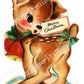 Vintage Printable Jingle Bell Reindeer Deer Christmas Card Image Kitsch Coy Fawn PDF Instant Digital Download Woodland Forest Animal