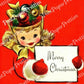 Vintage Printable Little Miss Merry Christmas Girl Fancy Hat Gift Tag Collage Card Image c. 1950 PDF Instant Digital Download 300 dpi