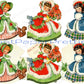 Vintage Printable Pretty Old Fashioned Christmas Girls Christmas Card Images c. 1940s PDF Instant Digital Download Xmas Clipart 300 dpi