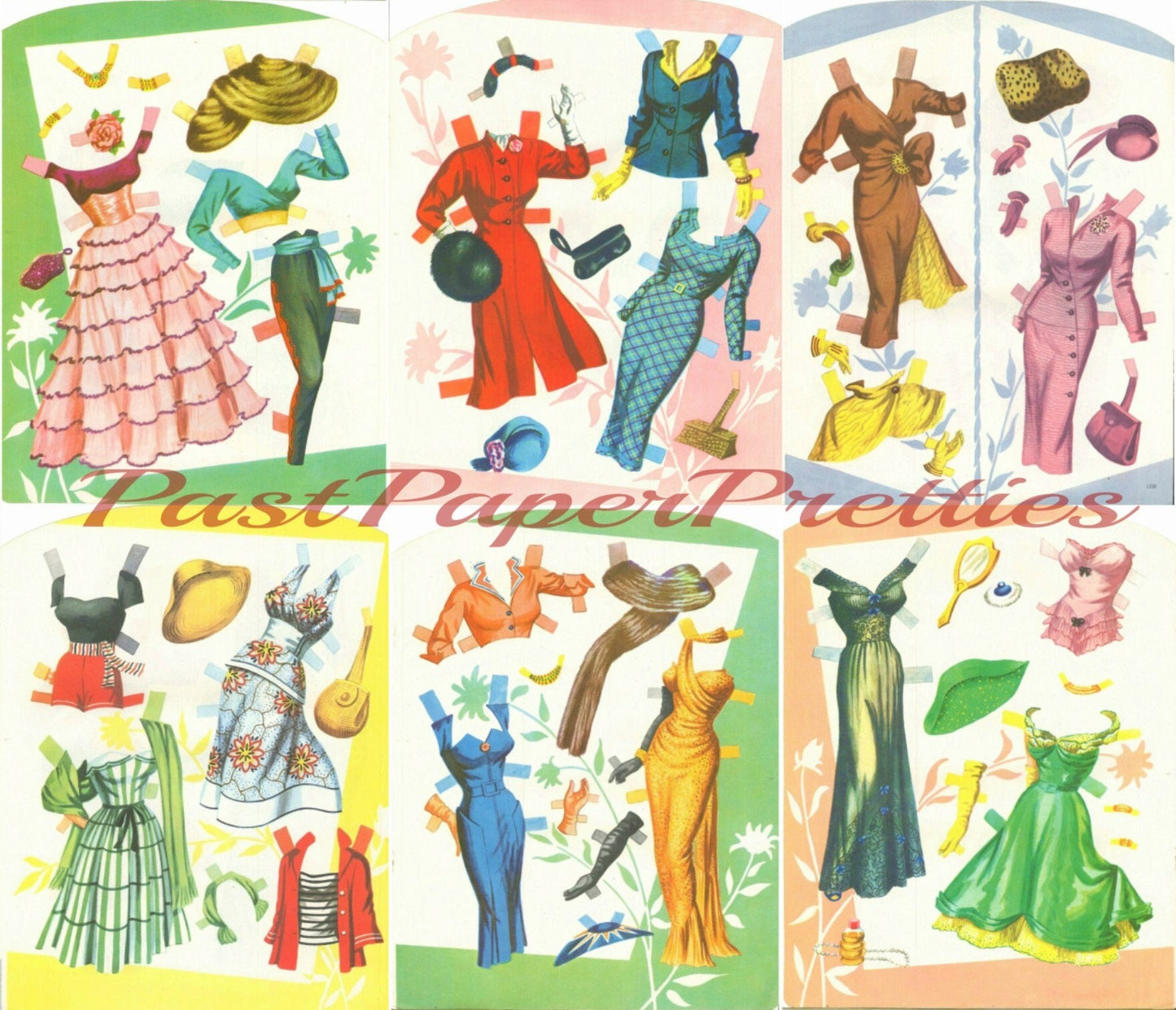 Vintage Paper Dolls American Beauties 1950s PDF Printable Instant Digital Download Beautiful '50s Glam Glamour Pin Up Girls Clip Art